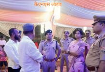 त्यौहार दुर्गापूजा एवं दशहरा आदि के दृष्टिगत शांति, सुरक्षा व कानून व्यवस्था बनाये रखने हेतु जिलाधिकारी एवं पुलिस अधीक्षक द्वारा कस्बा जगदीशपुर में किया गया पैदल मार्च