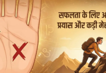 भाग्य रेखा हथेली के मणिबंध के ऊपर से निकल कर अन्य रेखाओं का सहारा लेते हुए