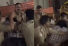 सोशल मीडिया पर एक वीडियो वायरल हो रहा है, जिसमें एक पुलिसकर्मी को युवक की लाठी से पिटाई करते देखा जा सकता