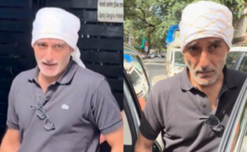 अक्षय खन्ना हाल ही में मुंबई में सिर में सफेद कपड़ा बांधे और कैजुअल लुक में नजर आए।